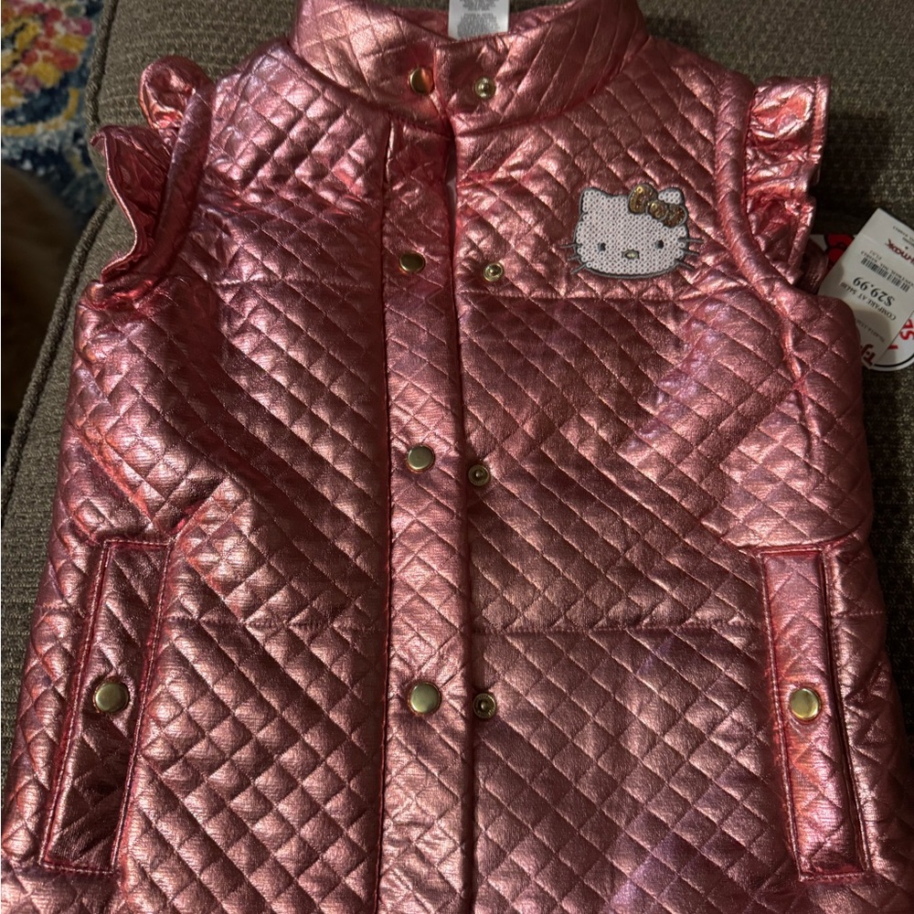 NWT Hello Kitty Pink Quilted VEST with Crystal Accents
AND Adorable matching hat